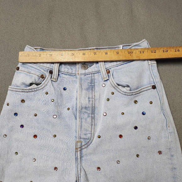 Levi's special edition ribcage straight rhinestone jeans size 25 Studed - Picture 16 of 16